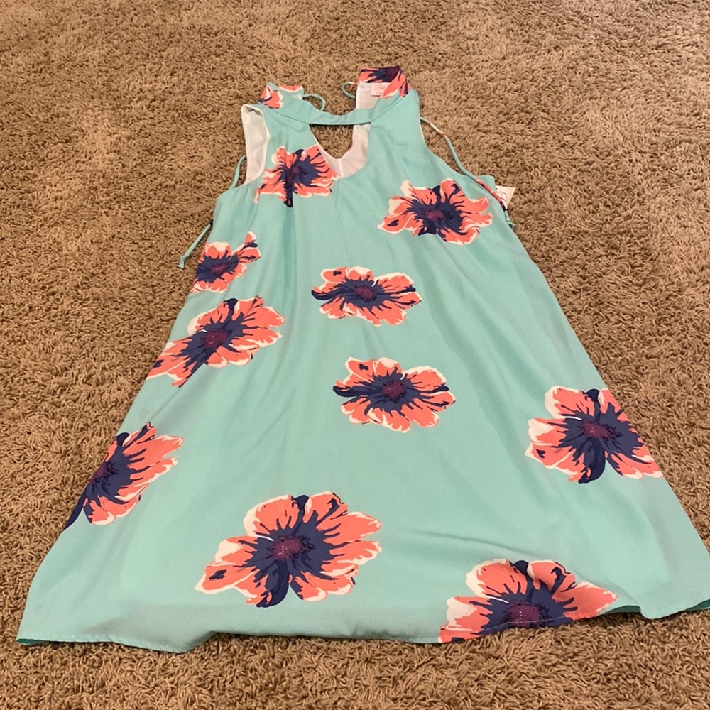 Mint colored Pink Lily dress with flowers